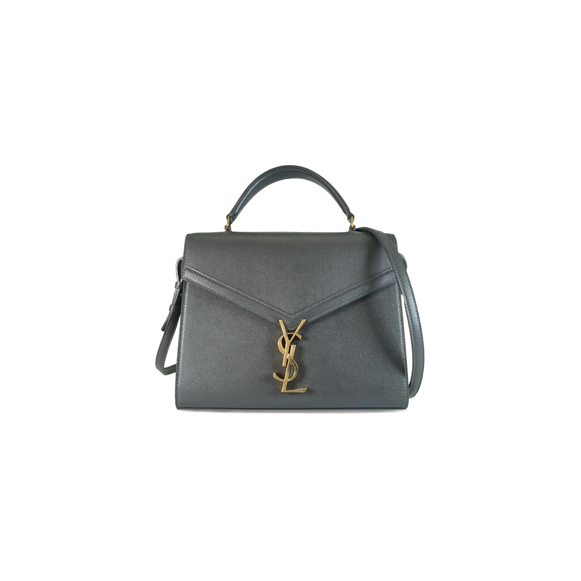YSL CASSANDRA MEDIUM TOP HANDLE BAG IN GRAIN DE POUDRE EMBOSSED LEATHER 578000NL4RH8 (24.5*20*11.5cm)